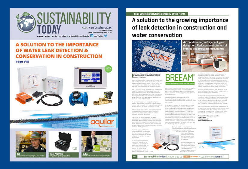 Aquilar are delighted to be featured in the October 2024 issue of Sustainability Today as well as being the main cover story.